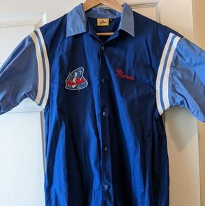 Simpsons Homer Pin Pals Blue Buttoned Bowling Shirt Large VINTAGE